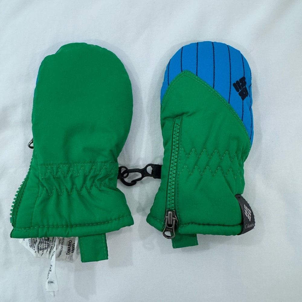 Columbia Green and Blue Waterproof Mittens
